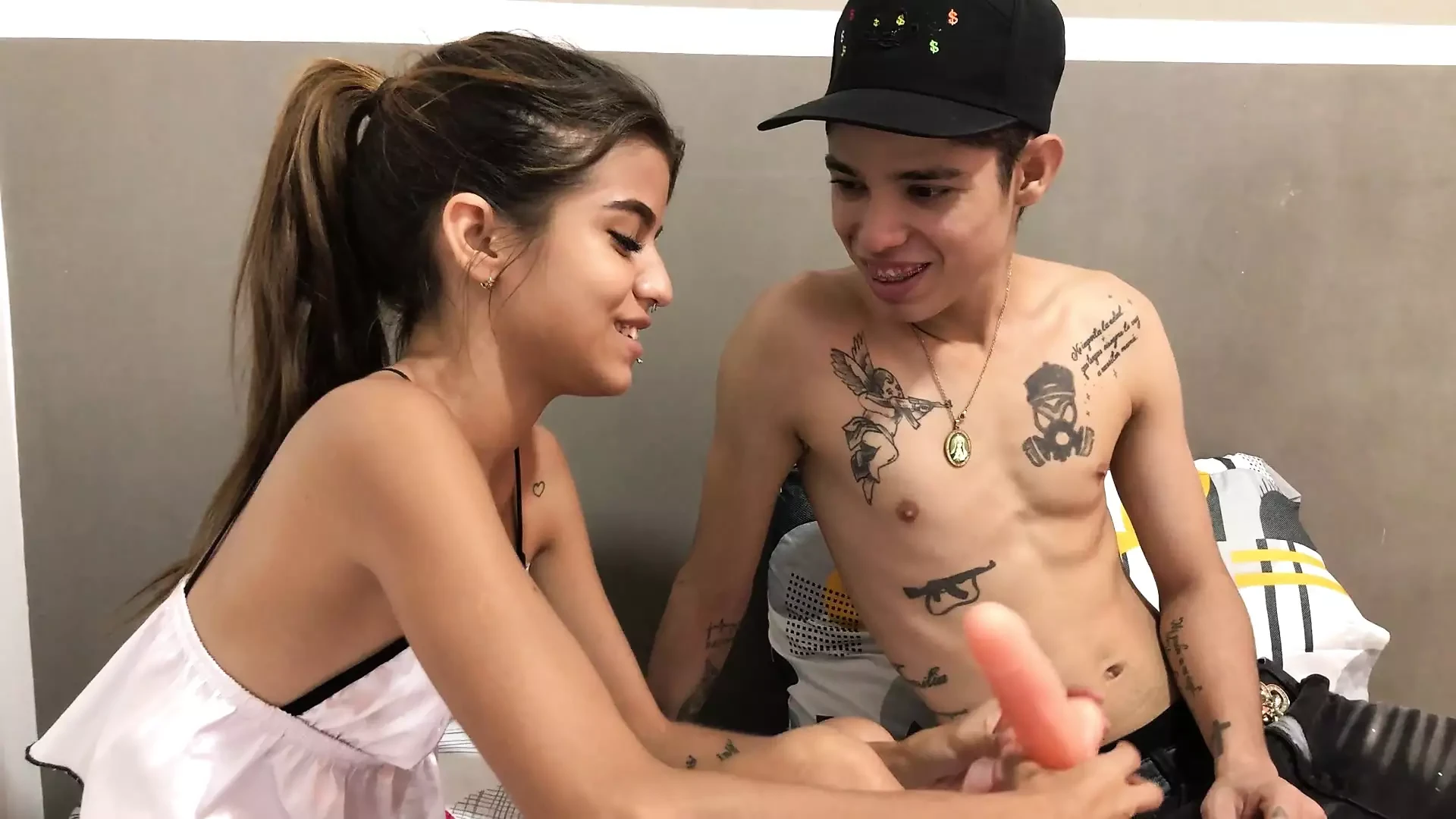 I find my little Indian stepsister&rsquo;s sex toy and show her my cock which is better